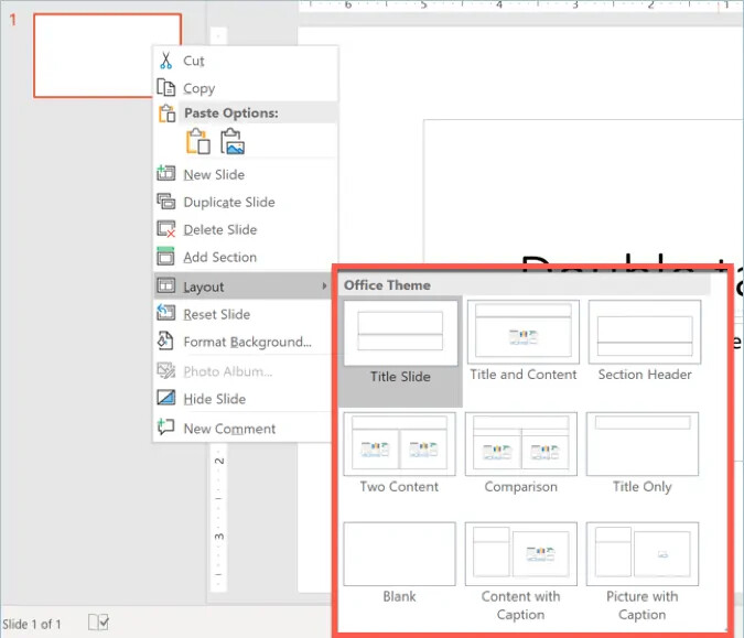 Sử dụng tùy chọn bố cục trong PowerPoint